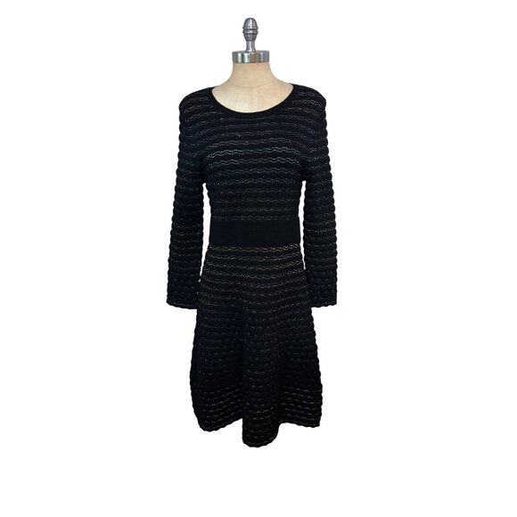 Kate Spade Black Scallop Shine Sweater Dress Black size Large - Picture 1 of 5